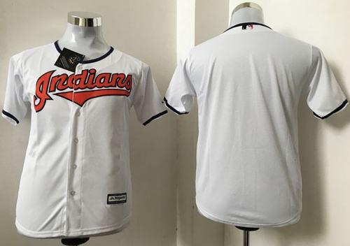 Indians Blank White Cool Base Stitched Youth MLB Jersey